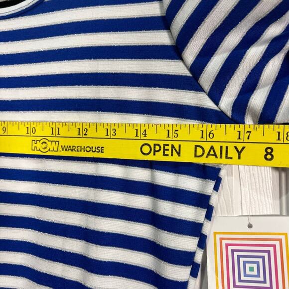 Lularoe Amelia Blue, Gray With White Stripe Dress Size Medium NWT Nautical Vacay - Picture 7 of 8